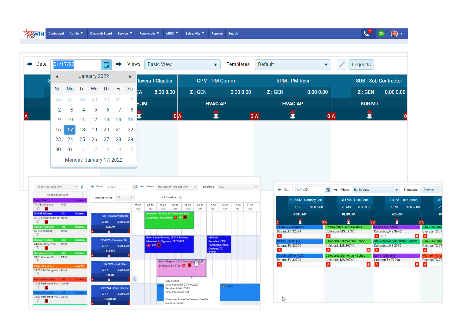 SAWIN software-Scheduling-monthly-weekly